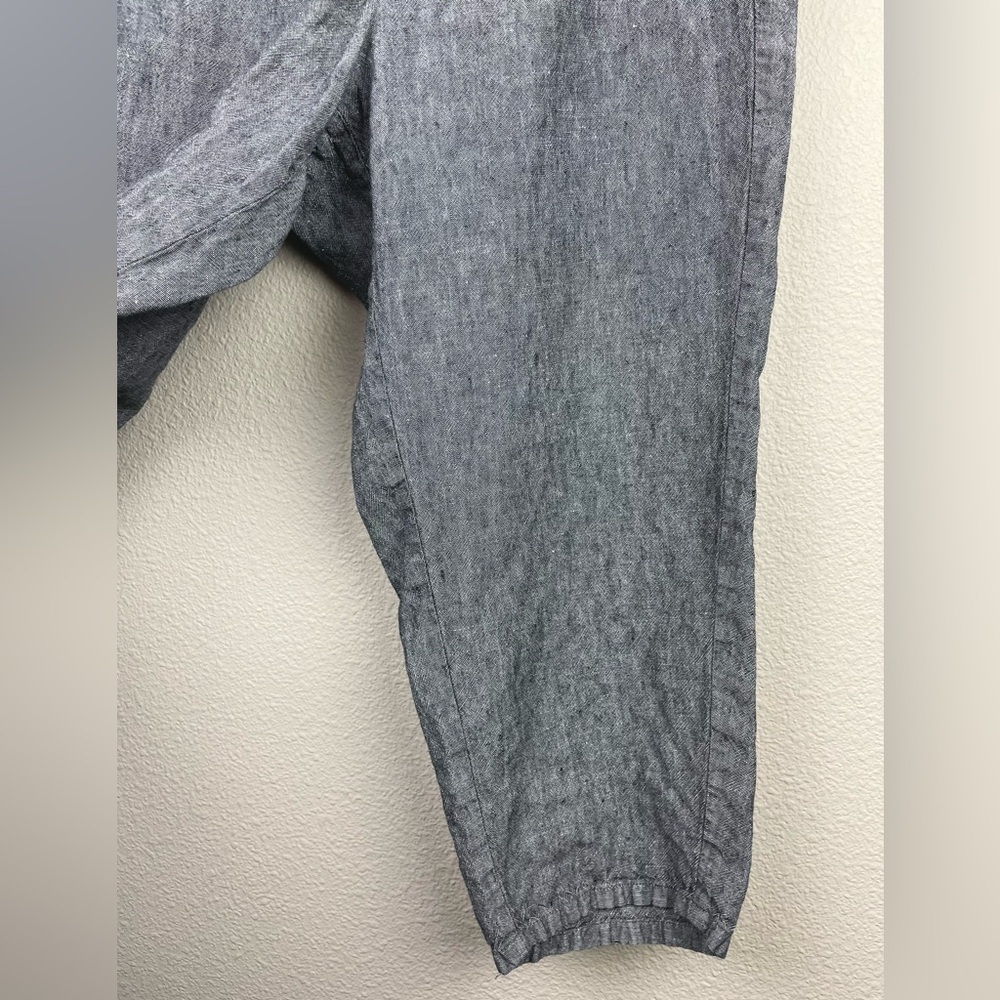 J.Jill Women's Medium Petite 100% Love Linen Grey Capris Pull On Elastic Pants - Picture 7 of 11